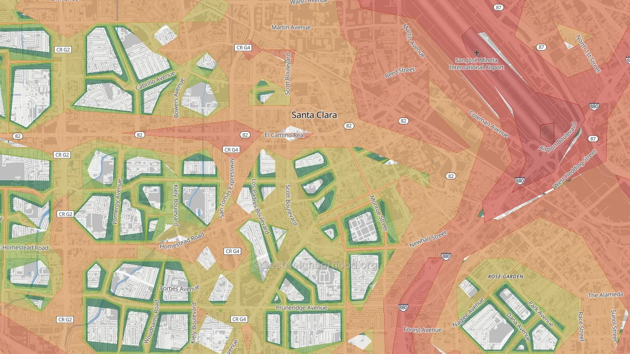 95050, CA Map of Noise Levels in 95050
