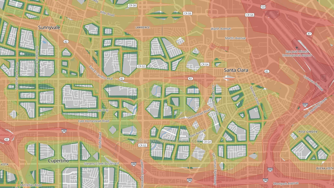 95051, CA Map of Noise Levels in 95051