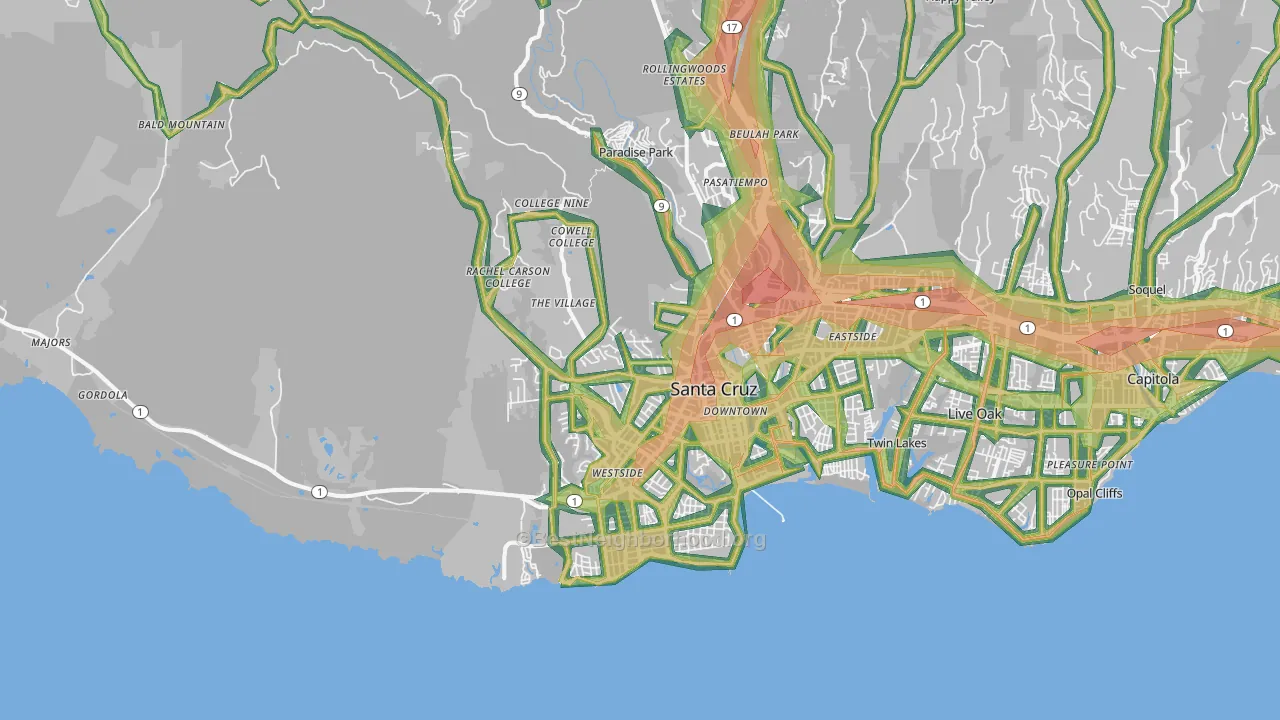 95060, CA Map of Noise Levels in 95060