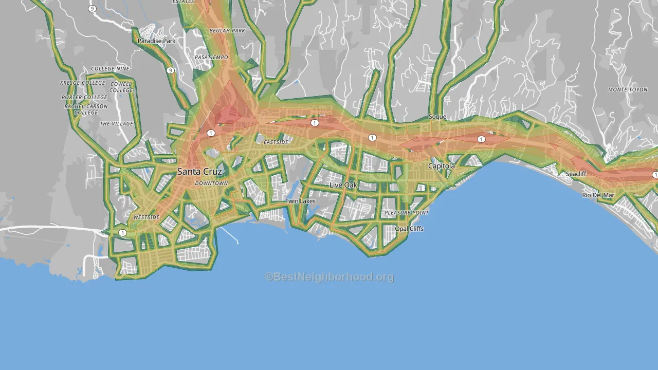 95062, CA Map of Noise Levels in 95062
