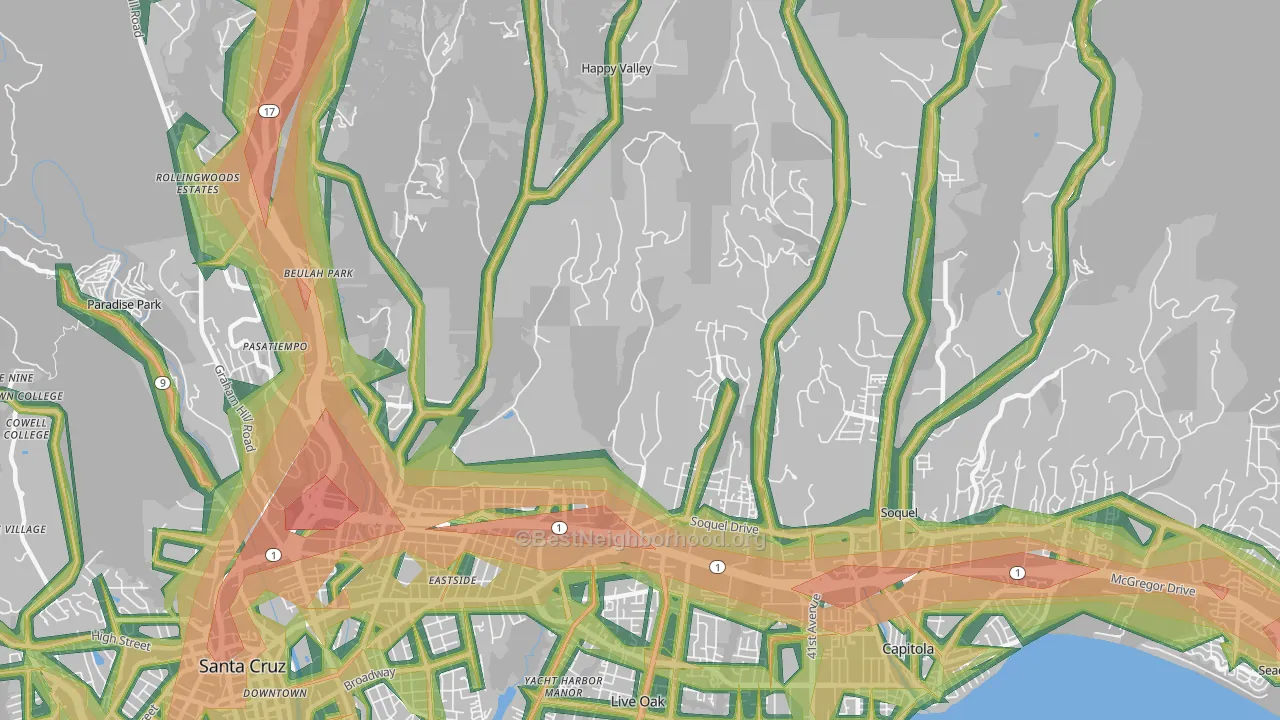 95065, CA Map of Noise Levels in 95065