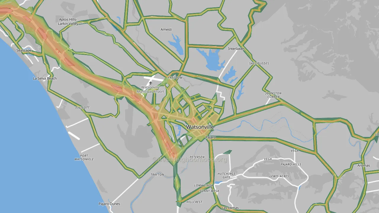 95076, CA Map of Noise Levels in 95076