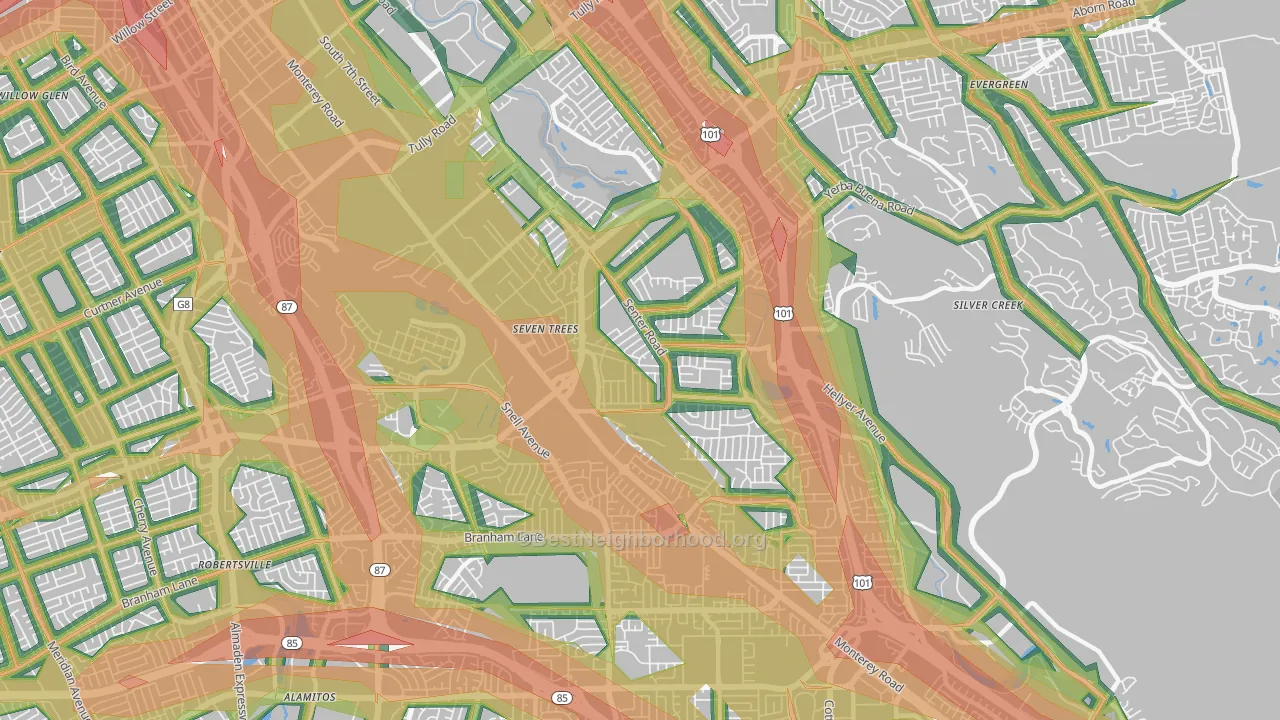 95111, CA Map of Noise Levels in 95111