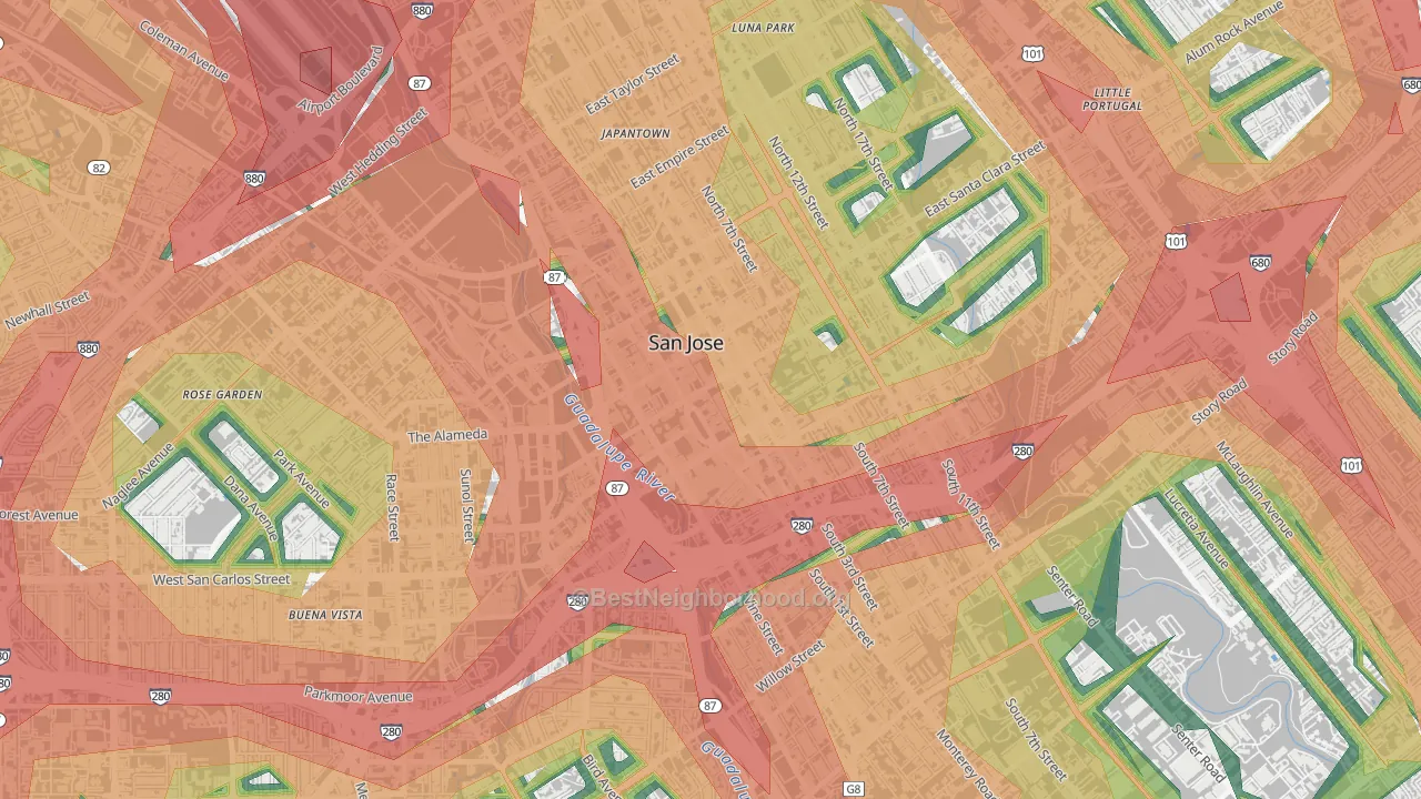 95113, CA Map of Noise Levels in 95113