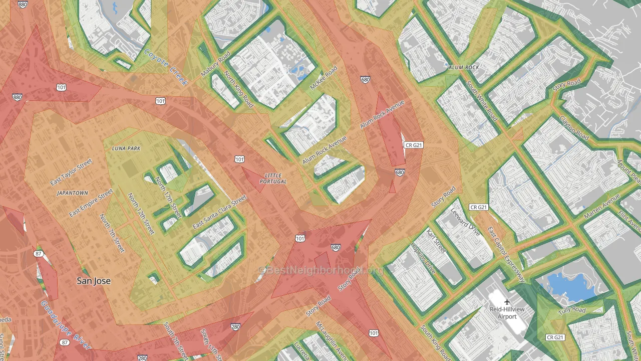 95116, CA Map of Noise Levels in 95116