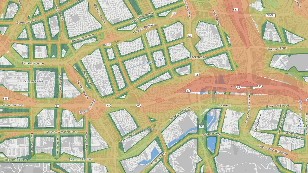95118, CA Map of Noise Levels in 95118