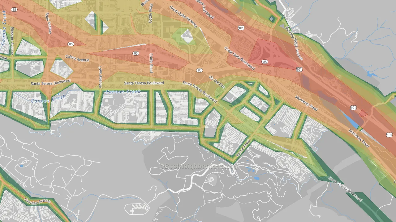 95119, CA Map of Noise Levels in 95119
