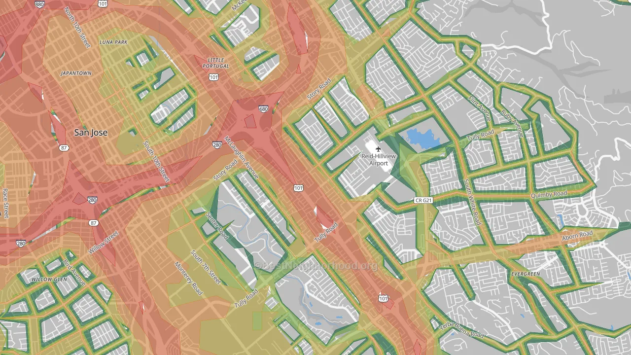 95122, CA Map of Noise Levels in 95122