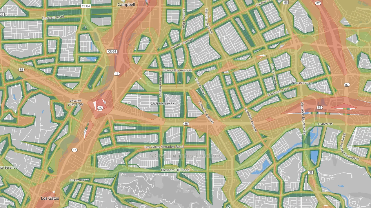 95124, CA Map of Noise Levels in 95124