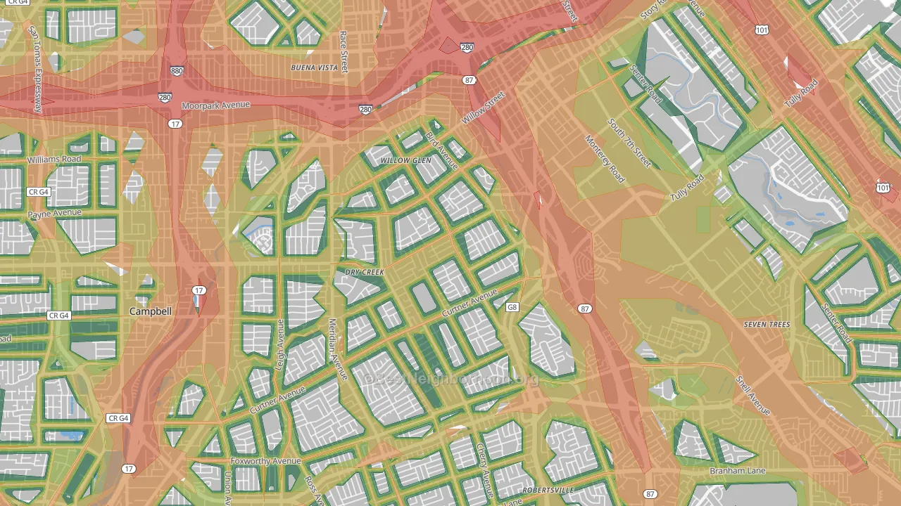 95125, CA Map of Noise Levels in 95125