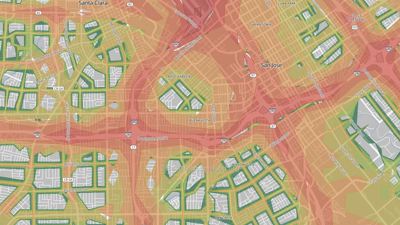 95126, CA Map of Noise Levels in 95126