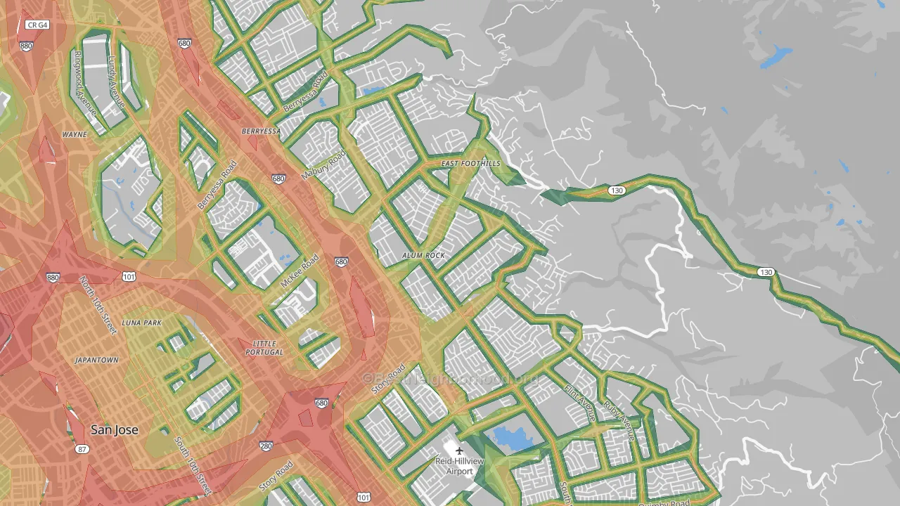 95127, CA Map of Noise Levels in 95127
