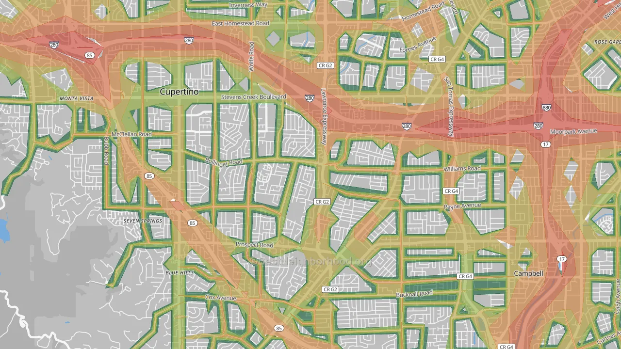 95129, CA Map of Noise Levels in 95129