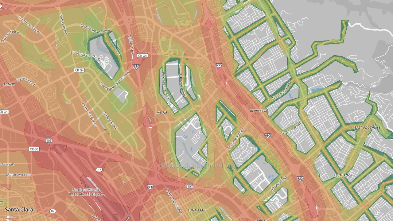 95131, CA Map of Noise Levels in 95131