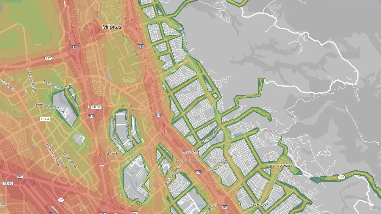 95132, CA Map of Noise Levels in 95132