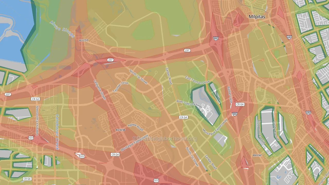 95134, CA Map of Noise Levels in 95134