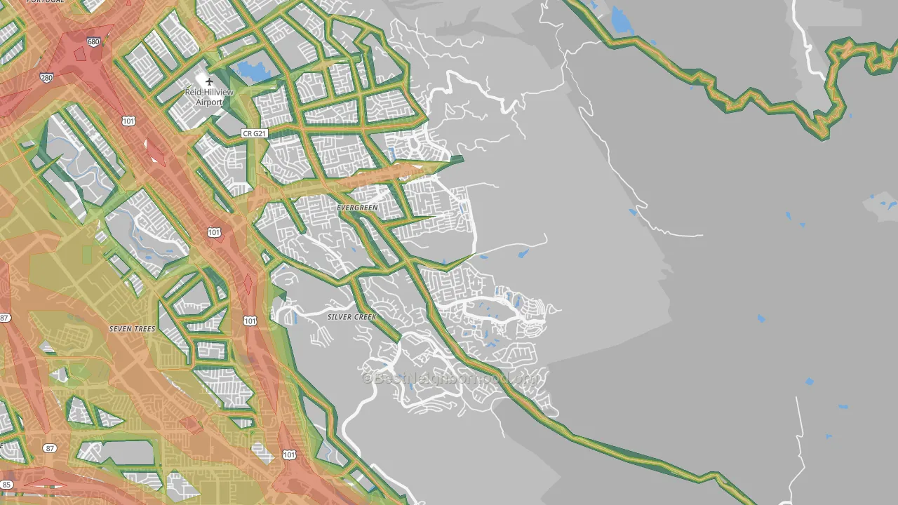 95135, CA Map of Noise Levels in 95135