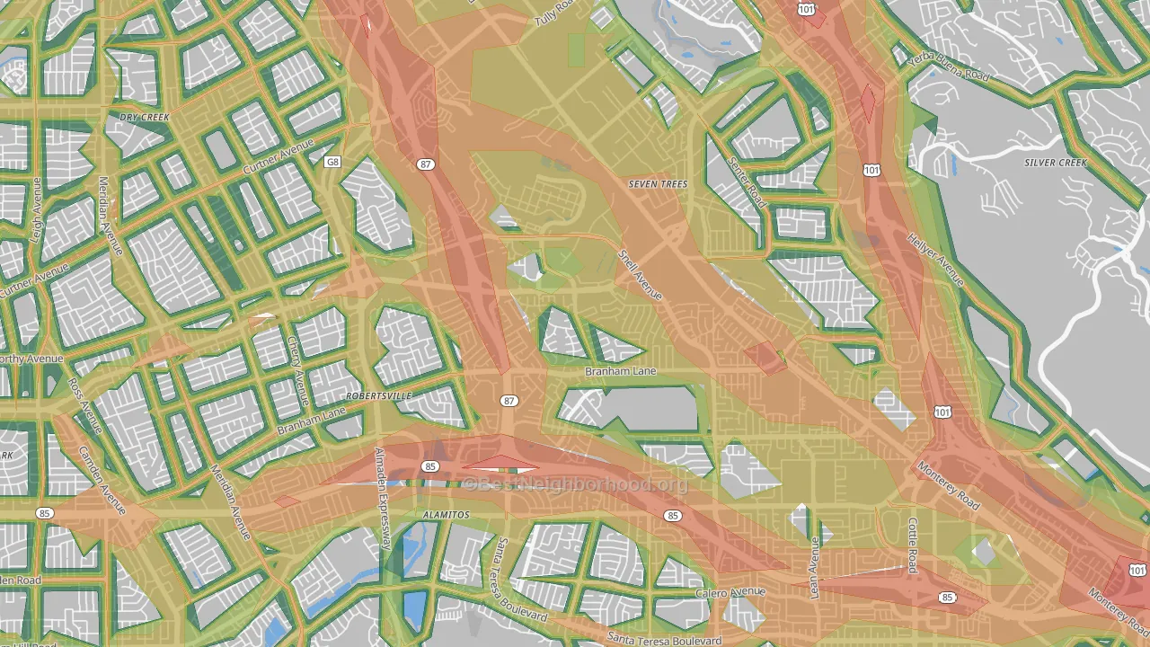 95136, CA Map of Noise Levels in 95136