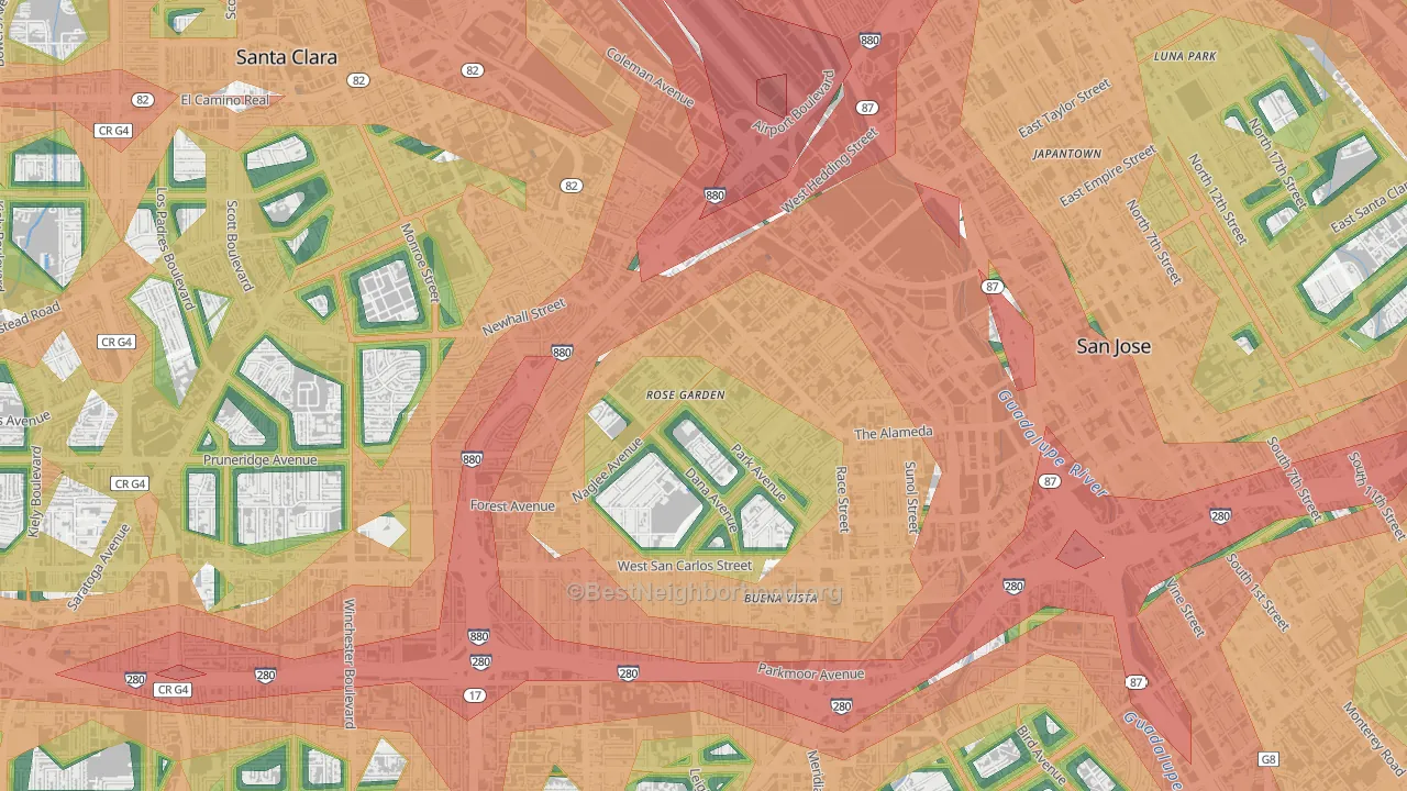 95191, CA Map of Noise Levels in 95191