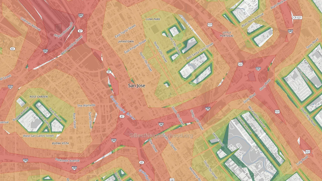95192, CA Map of Noise Levels in 95192