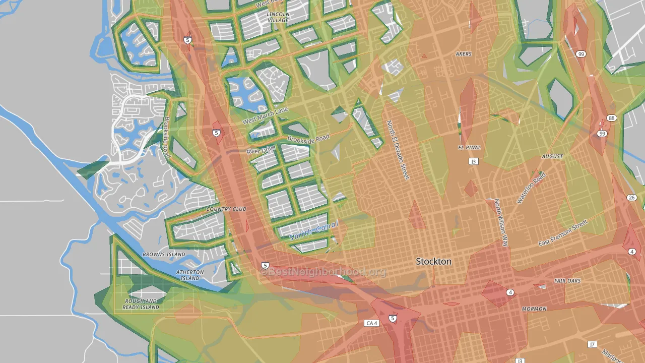 95204, CA Map of Noise Levels in 95204