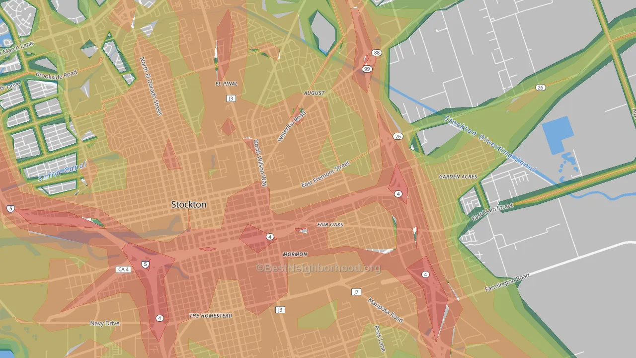 95205, CA Map of Noise Levels in 95205