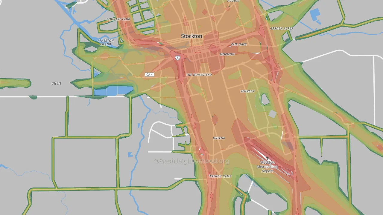 95206, CA Map of Noise Levels in 95206