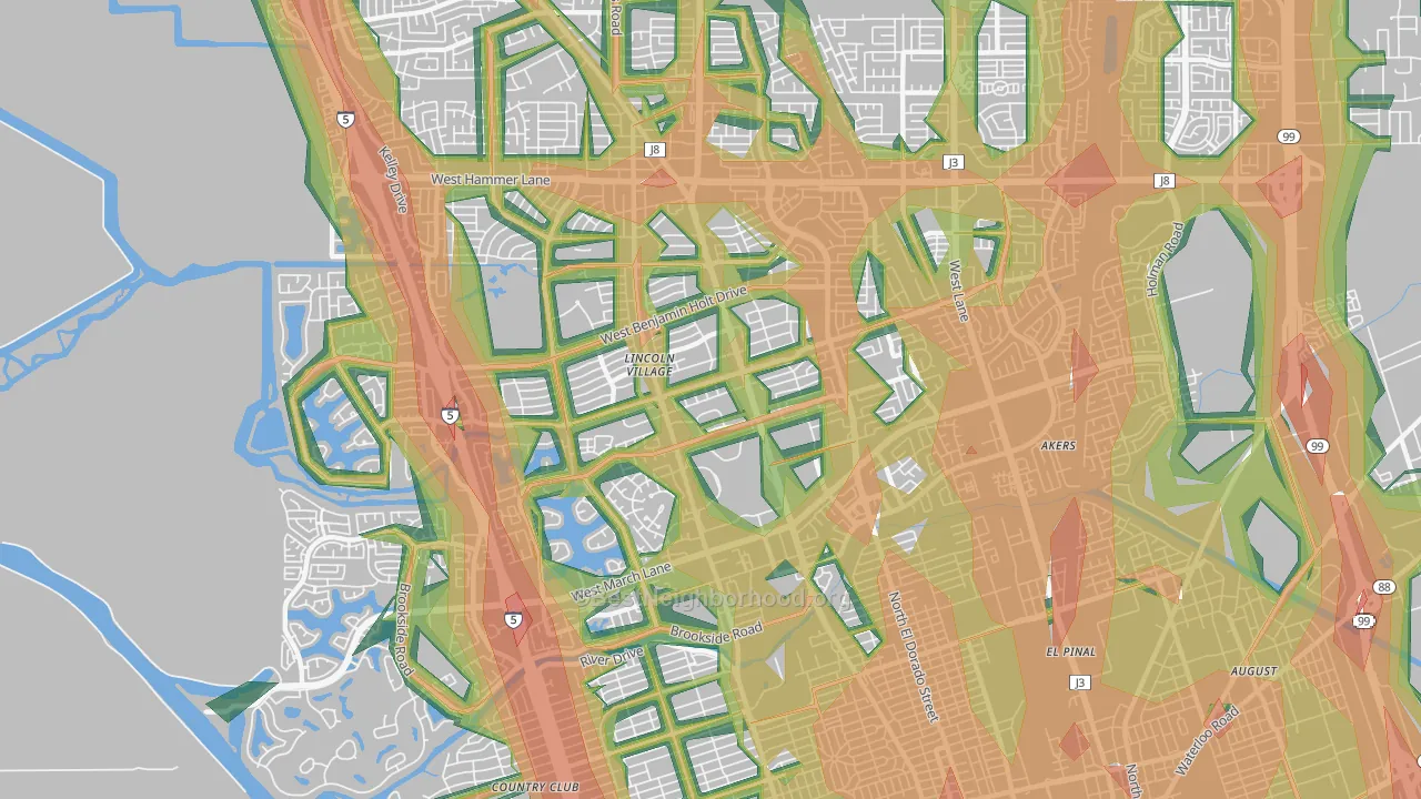 95207, CA Map of Noise Levels in 95207