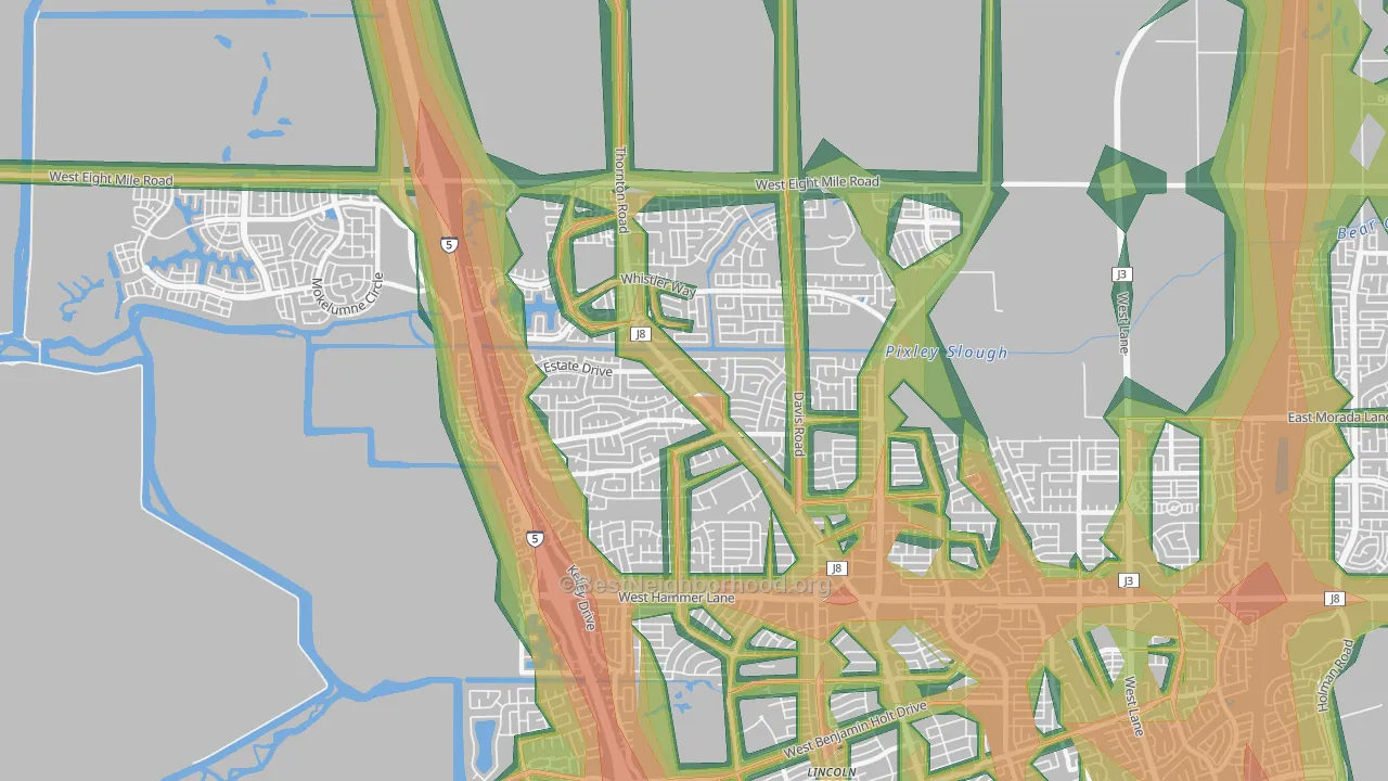 95209, CA Map of Noise Levels in 95209