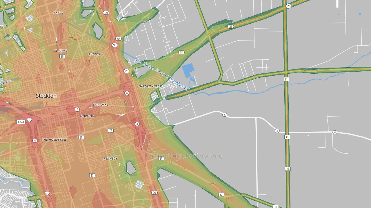 95215, CA Map of Noise Levels in 95215