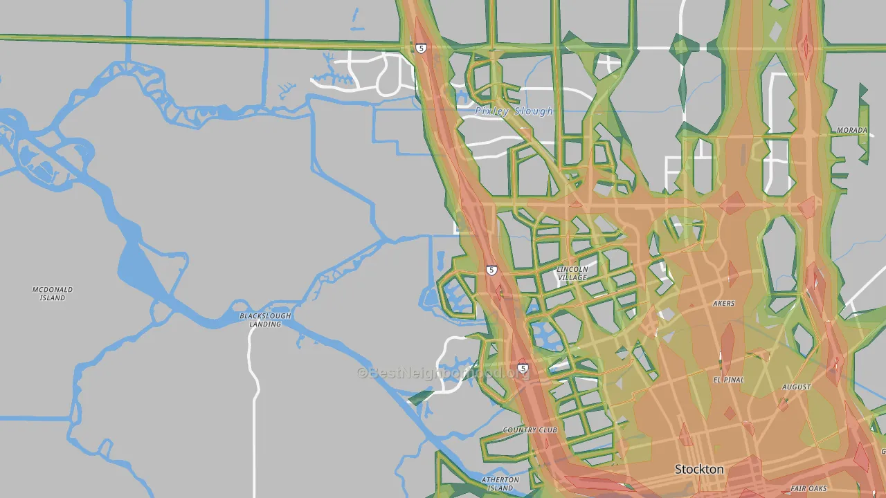95219, CA Map of Noise Levels in 95219