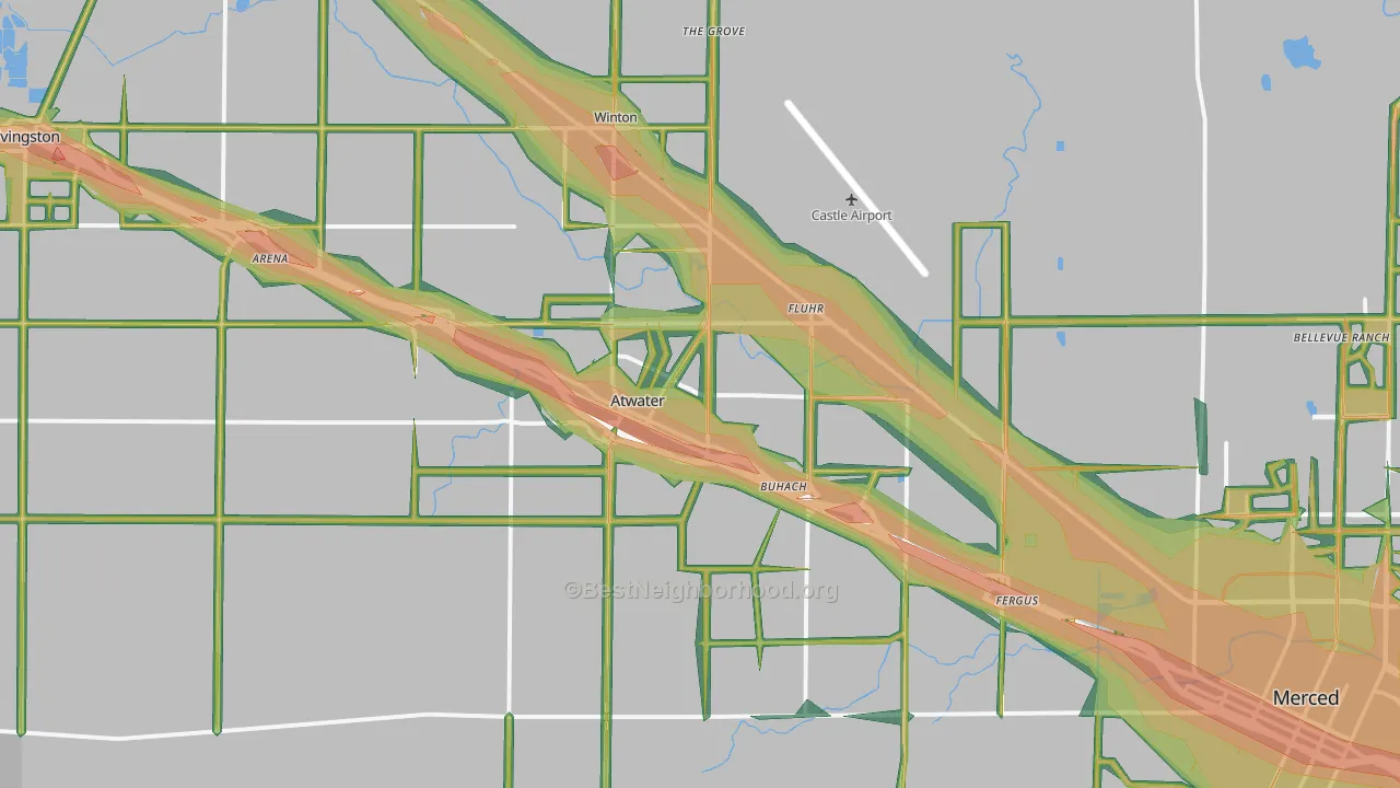 95301, CA Map of Noise Levels in 95301