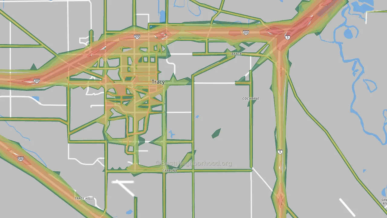 95304, CA Map of Noise Levels in 95304