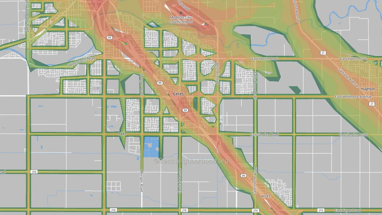 95307, CA Map of Noise Levels in 95307