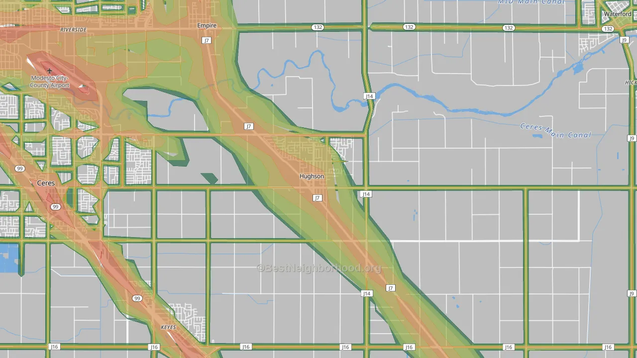 95326, CA Map of Noise Levels in 95326