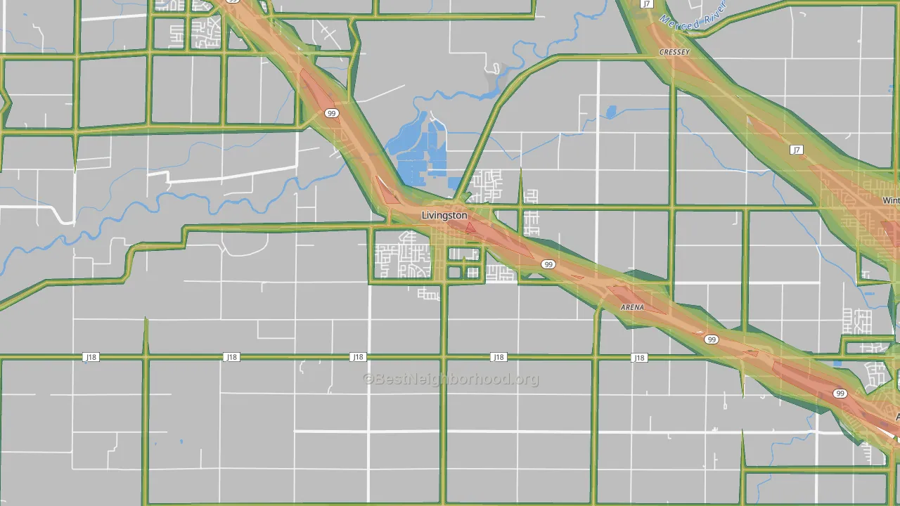 95334, CA Map of Noise Levels in 95334