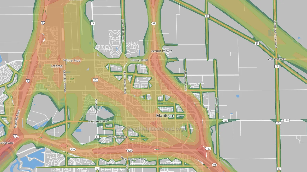 95336, CA Map of Noise Levels in 95336