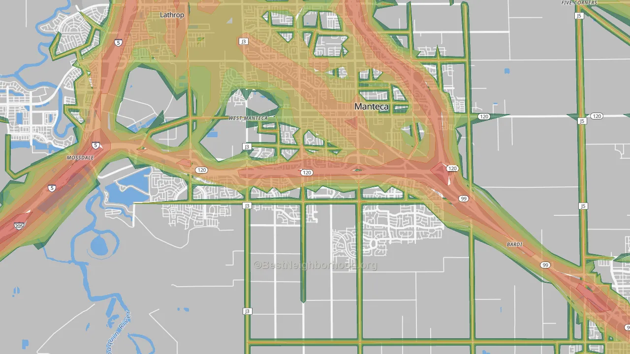 95337, CA Map of Noise Levels in 95337