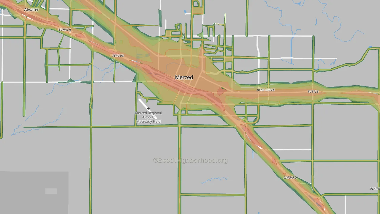 95341, CA Map of Noise Levels in 95341
