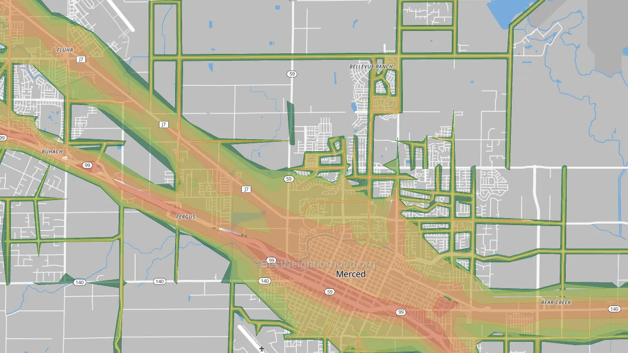 95348, CA Map of Noise Levels in 95348