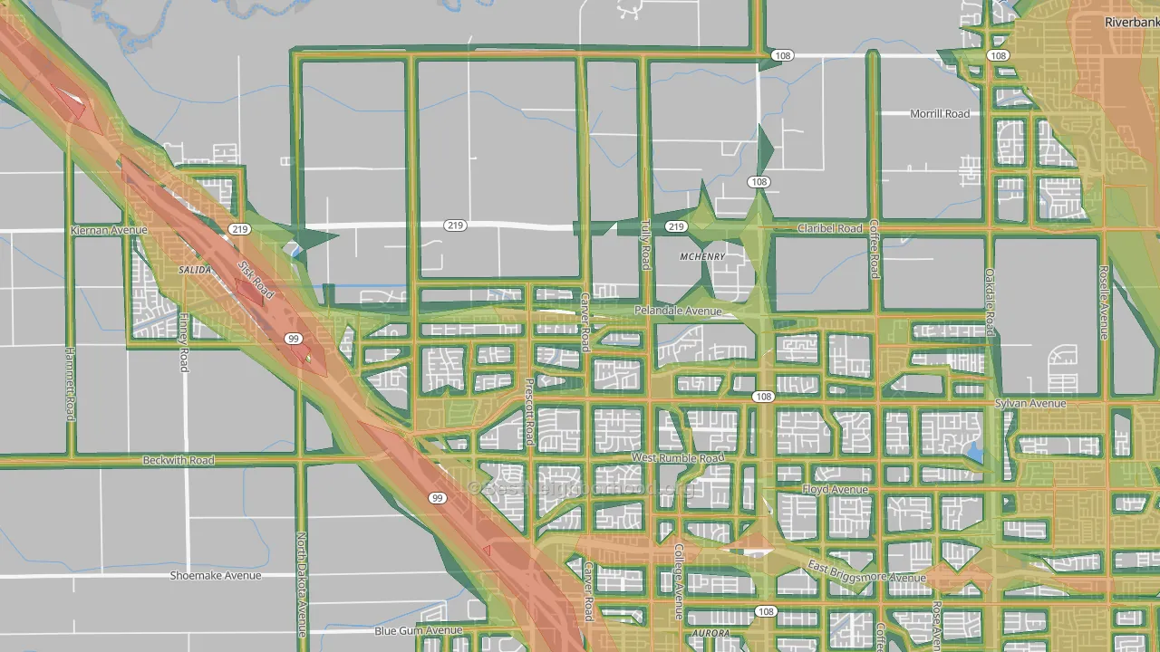 95356, CA Map of Noise Levels in 95356