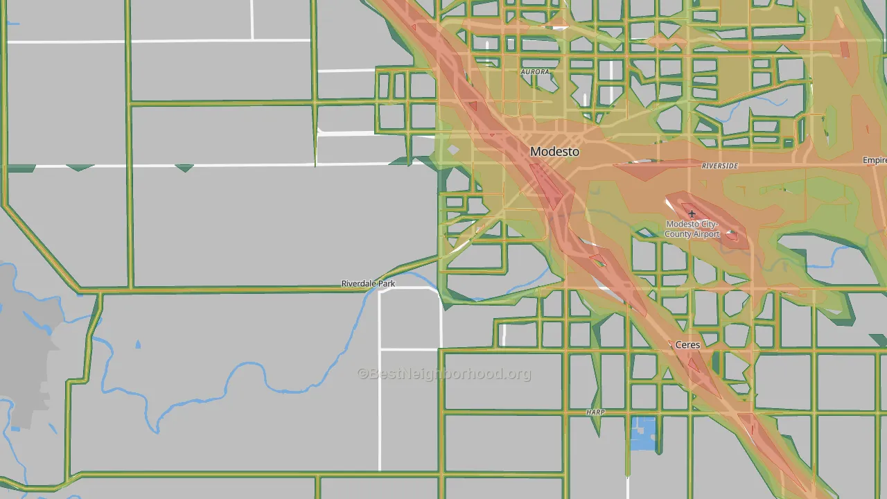 95358, CA Map of Noise Levels in 95358