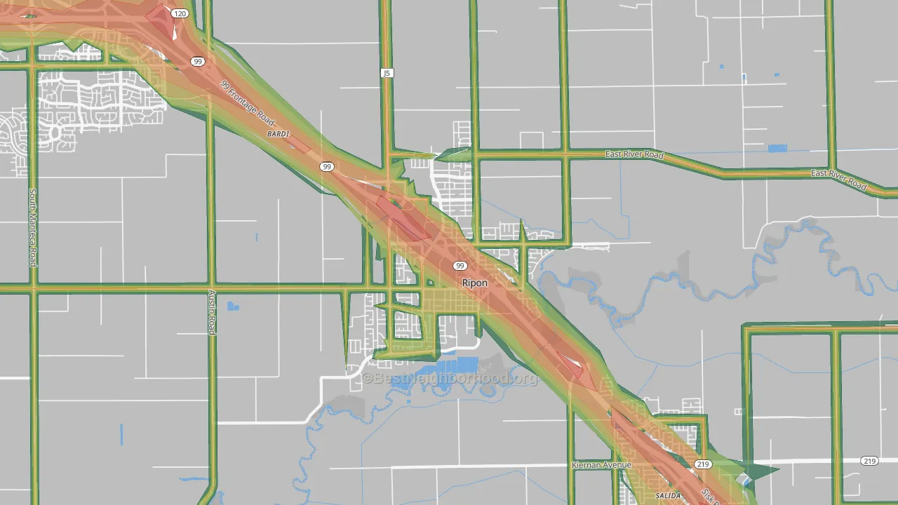 95366, CA Map of Noise Levels in 95366