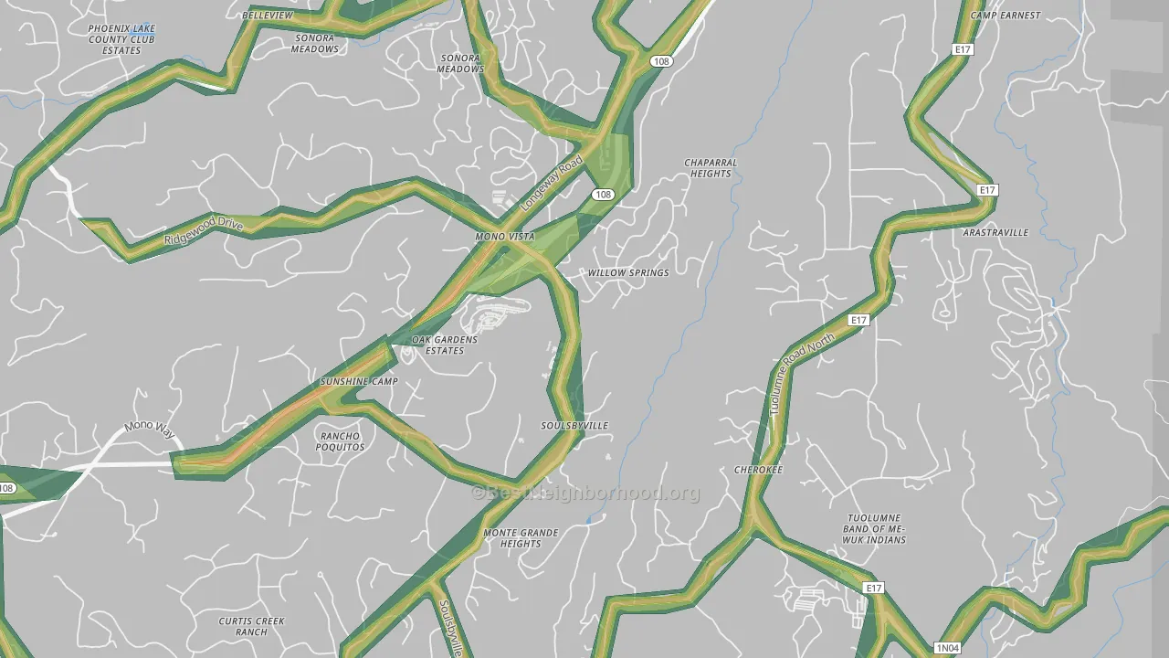 95372, CA Map of Noise Levels in 95372