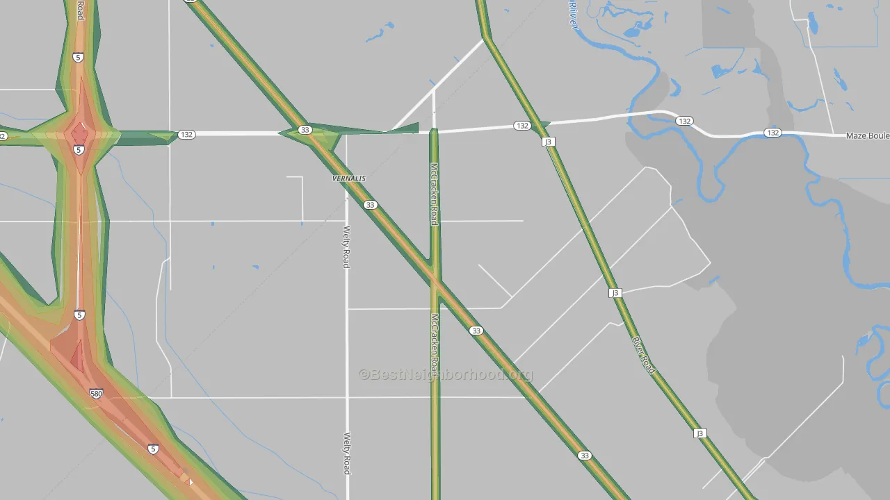 95385, CA Map of Noise Levels in 95385