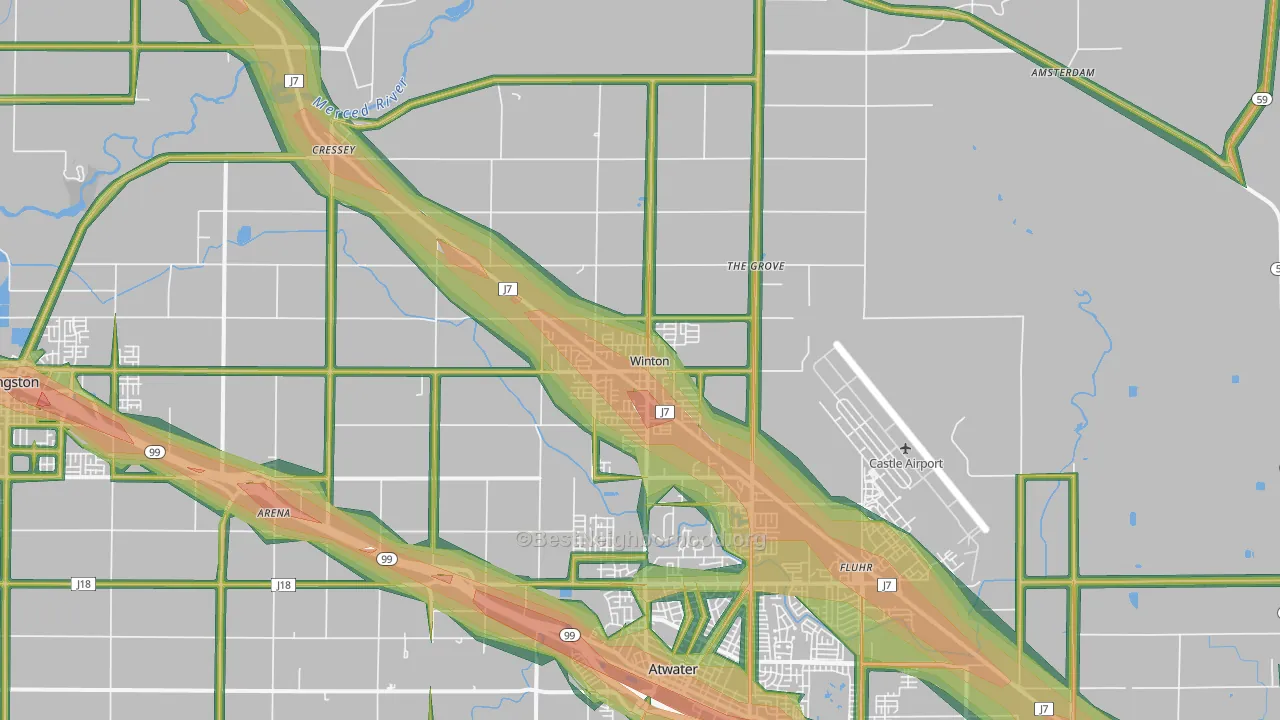 95388, CA Map of Noise Levels in 95388