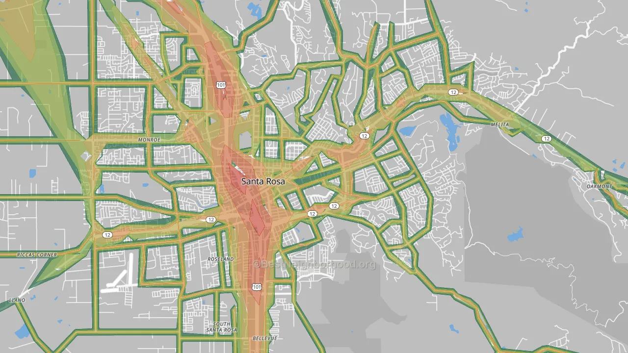 95404, CA Map of Noise Levels in 95404