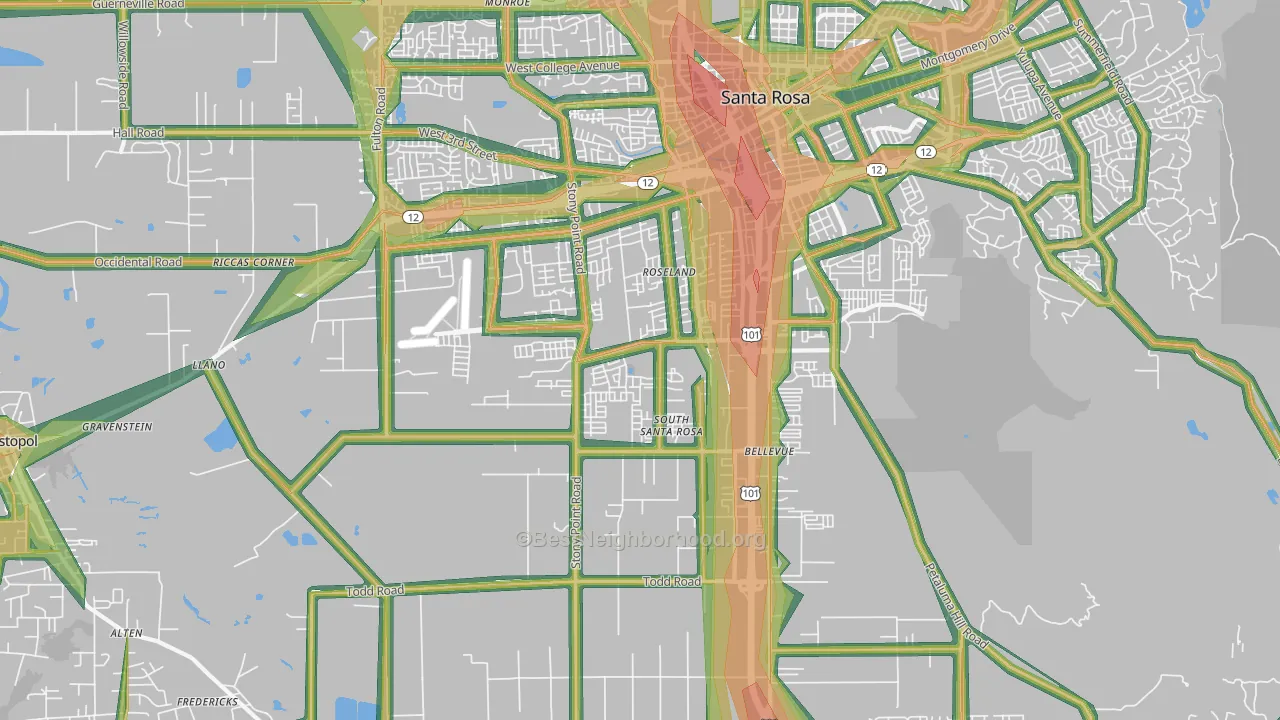 95407, CA Map of Noise Levels in 95407