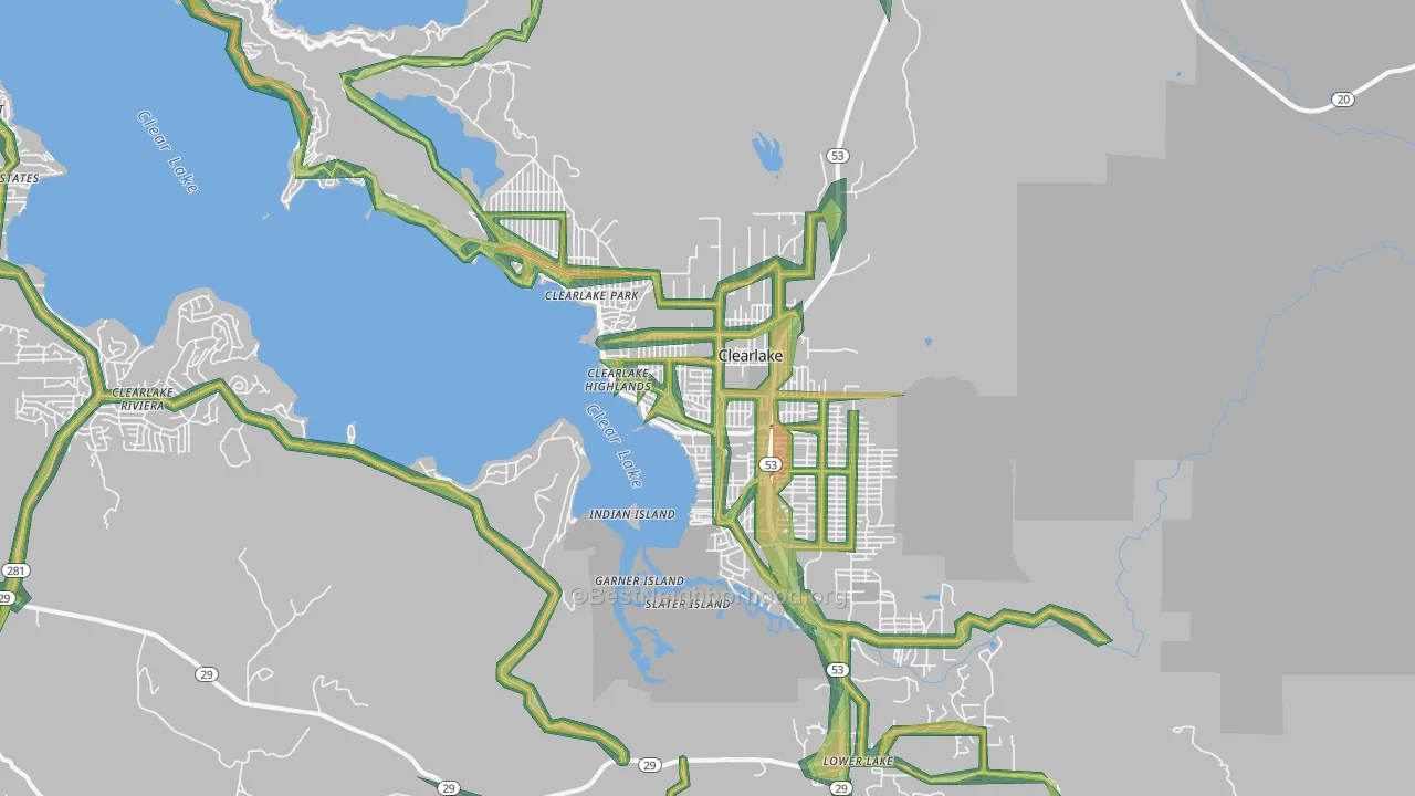 95422, CA Map of Noise Levels in 95422