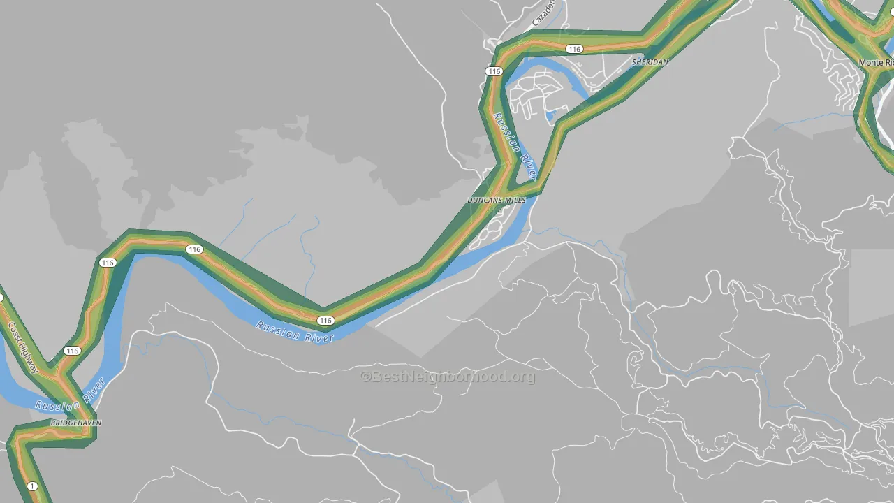 95430, CA Map of Noise Levels in 95430